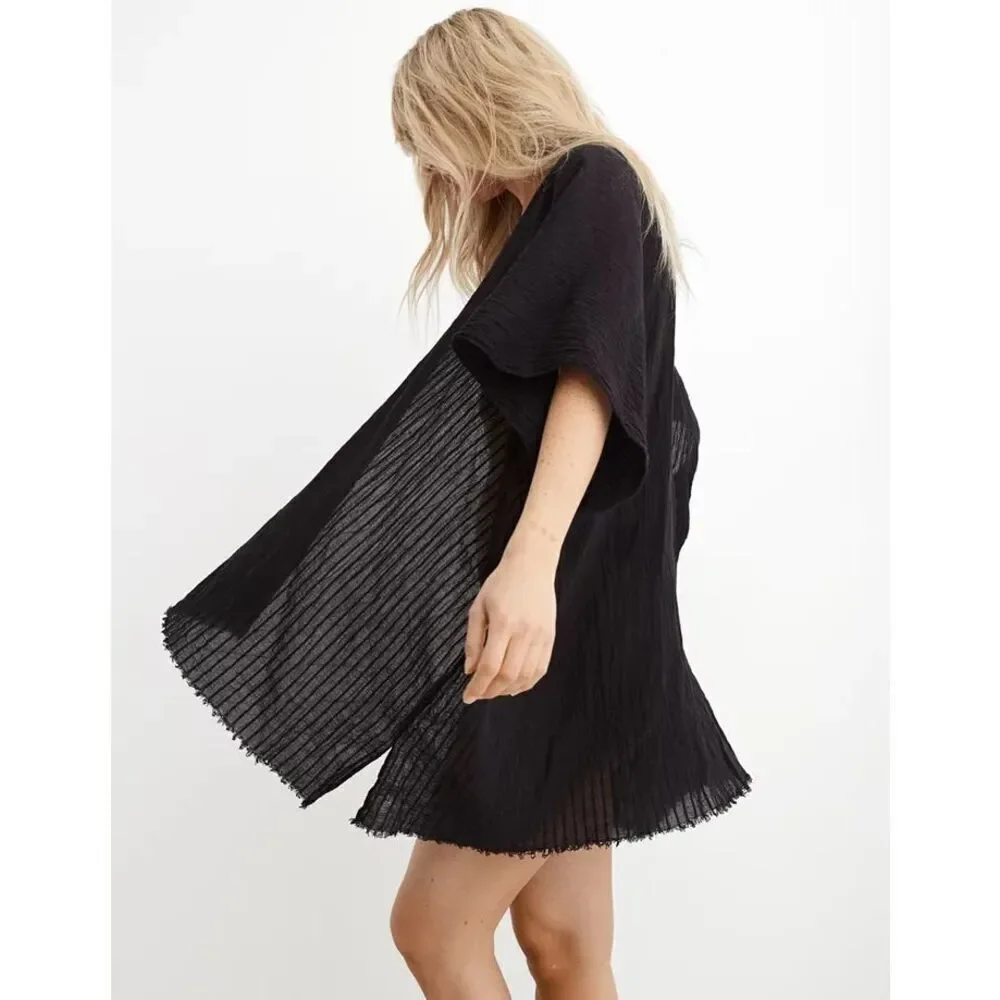 NEW Aerie Textured Cape Swim Cover Up‎ One Size Black Boho